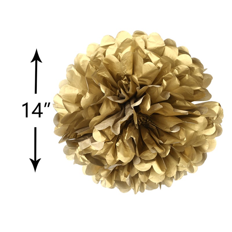 Adeer 14" Red and Gold Tissue Pom Poms Kit DIY Decorative Paper Flowers Ball for Christmas New Years Eve Party Wedding Baby Shower Graduation Birthday Party Home Outdoor Hanging Decorations, Pack of 10 - Image 2
